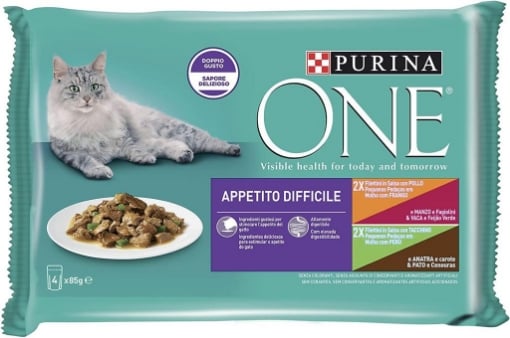 PURINA ONE FILETTINI IN SALSA APPETITO DIFFICILE 4 X 85 GR BIGUSTO