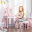 Il numero 1 del risparmio-SET TAVOLO TRUCCO CON SGABELLO, SPECCHIO E  CASSETTO PER BIMBI 3-6 ANNI, BIANCO E ROSA