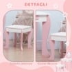 SET TAVOLO TRUCCO CON SGABELLO, SPECCHIO E CASSETTO IN MDF PER BIMBI 3-6 ANNI, BIANCO E ROSA