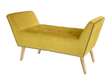 TOD PANCA IN VELLUTO CON GAMBE LEGNO 117 X 40 X 60 CM IN COLORE GIALLO ORO