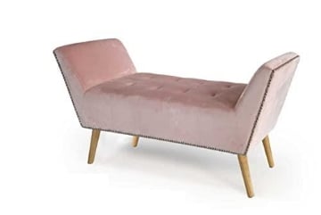 TOD PANCA IN VELLUTO CON GAMBE LEGNO 117 X 40 X 60 CM IN COLORE ROSA ANTICO