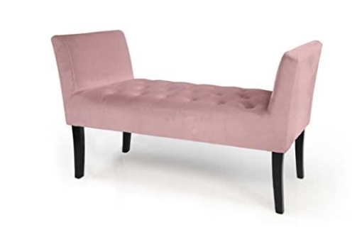 TOD PANCA IN VELLUTO CON GAMBE NERE 110 X 40 X 60 CM IN COLORE ROSA