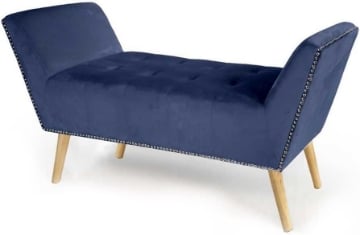 TOD PANCA IN VELLUTO CON GAMBE LEGNO 117 X 40 X 60 CM IN COLORE BLU