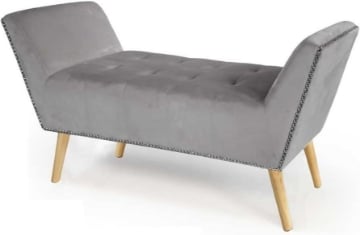 TOD PANCA IN VELLUTO CON GAMBE LEGNO 117 X 40 X 60 CM IN COLORE GRIGIO