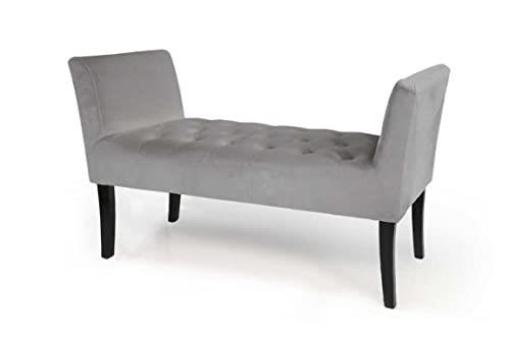 TOD PANCA IN VELLUTO CON GAMBE NERE 110 X 40 X 60 CM IN COLORE GRIGIO