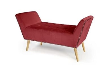 TOD PANCA IN VELLUTO CON GAMBE LEGNO 117 X 40 X 60 CM IN COLORE BORDEAUX