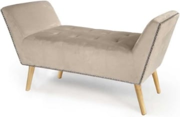 TOD PANCA IN VELLUTO CON GAMBE LEGNO 117 X 40 X 60 CM IN COLORE BEIGE