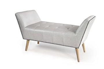 TOD PANCA IN SIMILPELLE CON GAMBE LEGNO 117 X 40 X 60 CM IN COLORE BIANCO