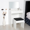 TAVOLO MAKE UP CON SGABELLO VANO CONTENITORE E SPECCHIO 60,2X40,2XH79 CM BIANCO