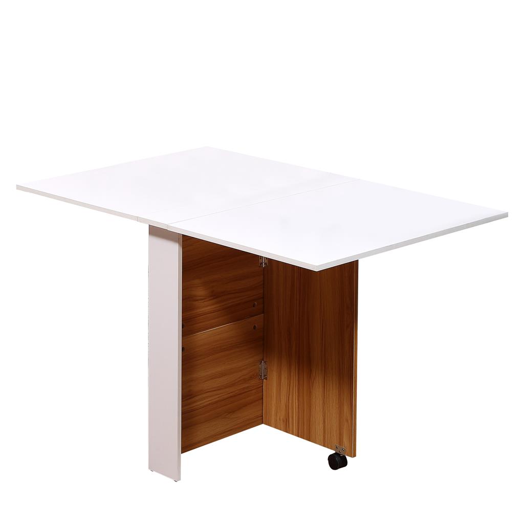 Best Choice Products Tavolo Pieghevole Multiuso Con Ruote E 3 Ripiani, Bianco, Portata 45 Kg - 3