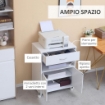 EASYCOMFORT Mobile Porta Stampante con 4 Ruote, Cassetto e Armadietto,  60x39x80cm - Bianco