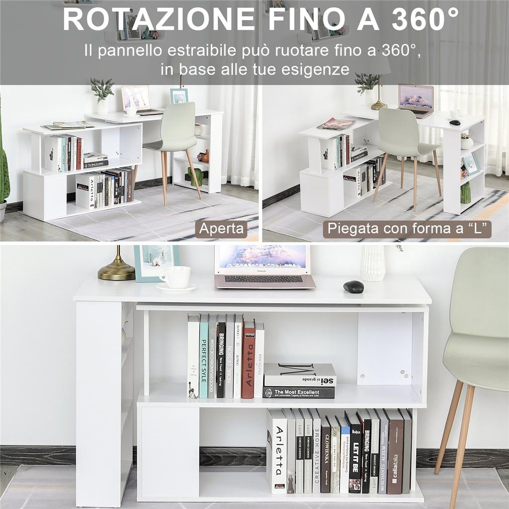 Lufeiya Scrivania per computer con presa di corrente, scrivania PC da 40 pollici per ufficio domestico, bianco puro