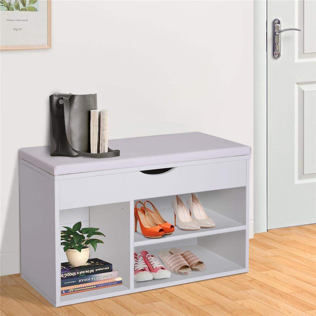 Bush Furniture Salinas Attaccapanni Con Panca E Scarpiera, Ingresso In Legno, Finitura Grigio E Bianco, 4 Ripiani, Ganci E Seduta Fino A 113kg - 2