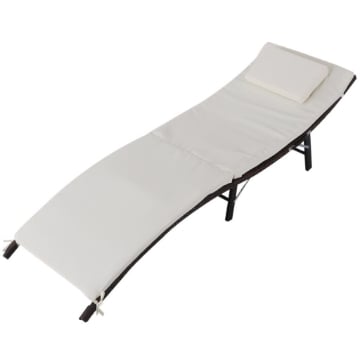 SDRAIO LETTINO DA GIARDINO ERGONOMICA IN RATTAN 196 X 61 X 53 CM BIANCO