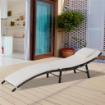 SDRAIO LETTINO DA GIARDINO ERGONOMICA IN RATTAN 196 X 61 X 53 CM BIANCO