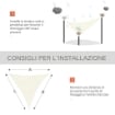 TENDA DA SOLE A VELA OMBREGGIANTE TRIANGOLARE 3 X 3 X 3 MT COLORE CREMA