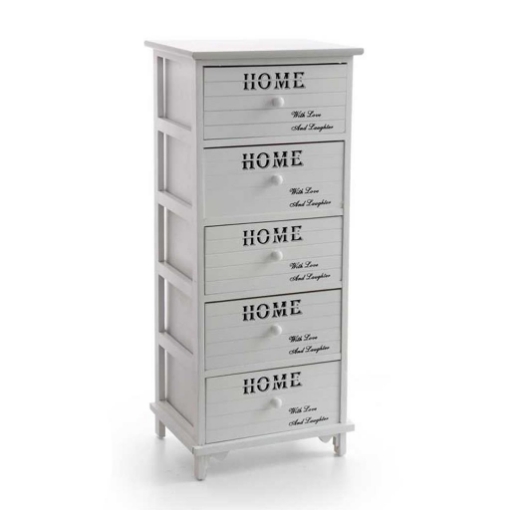 CASSETTIERA IN LEGNO DECORATA HOME COLORE BIANCO 40 X 31 X 95 CM