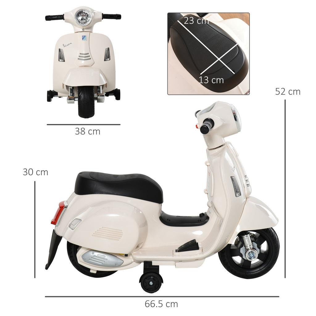 Moto Elettrica Vespa Per Bambini 18 Mesi+, Con Faro E Clacson, 4 Ruote, Verde - HOMCOM