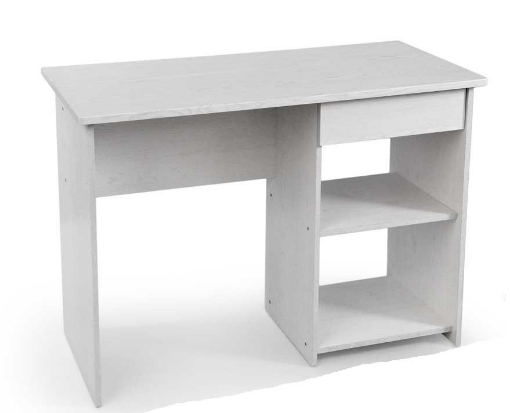 QUARZO SCRIVANIA PER UFFICIO IN LEGNO CON 2 VANI 108X48X75 CM BIANCO