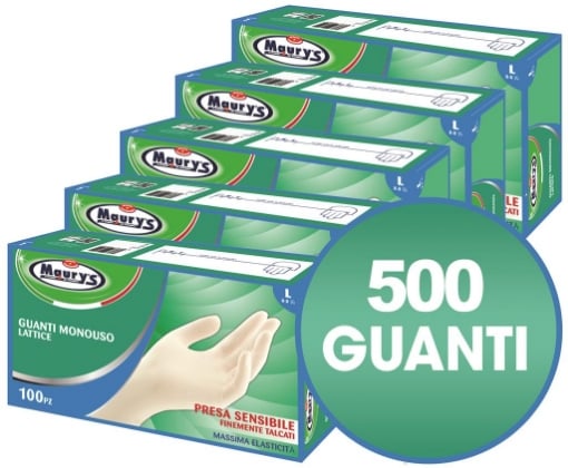 500 MAURY'S GUANTI IN LATTICE TALCATI TAGLIA L 5X100PZ