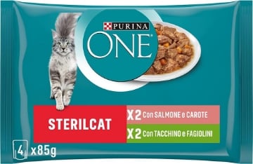 PURINA ONE STERIL CAT FILETTINI IN SALSA 4X85GR BIGUSTO SALMONE E TACCHINO