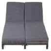 LETTINO  PRENDISOLE A 2 POSTI E RATTAN CON MATERASSINO 195 X 120 X 28 CM GRIGIO