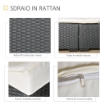 LETTINO SDRAIO PRENDISOLE IN RATTAN NERO CON MATERASSINO BIANCO CREMA