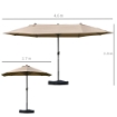  OMBRELLONE DA GIARDINO DOPPIO 460 X 270 X 240 CM APERTURA A MANOVELLA CACHI