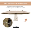  OMBRELLONE DA GIARDINO DOPPIO 460 X 270 X 240 CM APERTURA A MANOVELLA CACHI