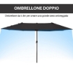 OMBRELLONE DOPPIO TETTUCCIO DA ESTERNO 460 X 270 X 240 NERO
