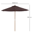 OMBRELLONE DA GIARDINOIN LEGNO E POLIESTERE 2.5 X 2.3 M MARRONE