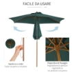  OMBRELLONE DA GIARDINOIN LEGNO E POLIESTERE 2.5 X 2.3 M VERDE