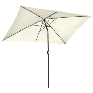  OMBRELLONE DA GIARDINO RETTANGOLARE IN ALLUMINIO 195 X 295 X 240 CM BIANCO