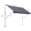TENDA DA SOLE A BRACCI CON MANOVELLA 300 X 150 CM COLORE GRIGIO