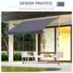 TENDA DA SOLE A BRACCI CON MANOVELLA 300 X 150 CM COLORE GRIGIO