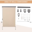 TENDA DA SOLE AVVOLGIBILE CON INSTALLAZIONE A MURO 120 X 200 CM BEIGE