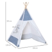 TENDA INDIANA PER BAMBINI TEEPEE IN TESSUTO E LEGNO 120X120X155CM  BIANCO E BLU