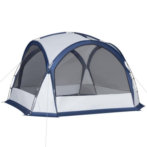 TENDA DA CAMPEGGIO PER 6-8 PERSONE 350 X 350 X 230 CM BIANCA E BLU