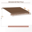 TENDA DA SOLE PER ESTERNO AVVOLGIBILE A MANOVELLA IN METALLO 395 X 245CM RUGGINE