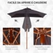 OMBRELLONE DA GIARDINO INCLINABILE 6 STECCHE 2 X 1.5 M GRIGIO SCURO