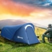 TENDA DA CAMPEGGIO INTESSUTO OXFORD CON FINESTRE A RETE 265X140X95 CM BLU