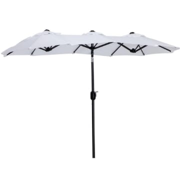 OMBRELLONE DA GIARDINO DOPPIO APERTURA A MANOVELLA 285 X 147 X 227 CM BIANCO