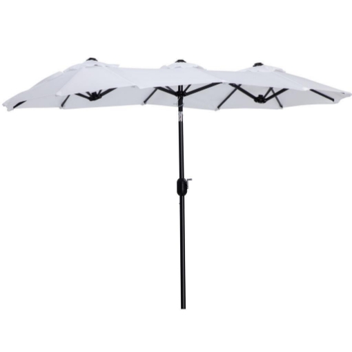 OMBRELLONE DA GIARDINO DOPPIO APERTURA A MANOVELLA 285 X 147 X 227 CM BIANCO