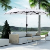 OMBRELLONE DA GIARDINO DOPPIO APERTURA A MANOVELLA 285 X 147 X 227 CM BIANCO