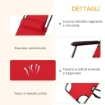 LETTINO PIEGHEVOLE IN TESSUTO OXFORD 135 X 60 X 89 CM ROSSO