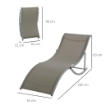 SET 2 SDRAIO DA GIARDINO PIEGHEVOLI 61 X 165 X 63 CM COLORE GRIGIO CHIARO