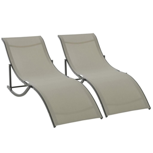 SET 2 SDRAIO DA GIARDINO PIEGHEVOLI 61 X 165 X 63 CM COLORE CACHI