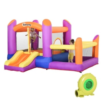 CASTELLO GONFIABILE PER BAMBINI CON SCIVOLO E PISCINA MULTICOLOR