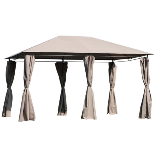 GAZEBO IN METALLO CON 6 PARETI 400 X 300 X 264 CM COLORE BEIGE 