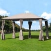 GAZEBO IN METALLO CON 6 PARETI 400 X 300 X 264 CM COLORE BEIGE 